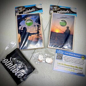 CoinHole Tabletop Game Set Fishing Archery with Coins and Carry Bag